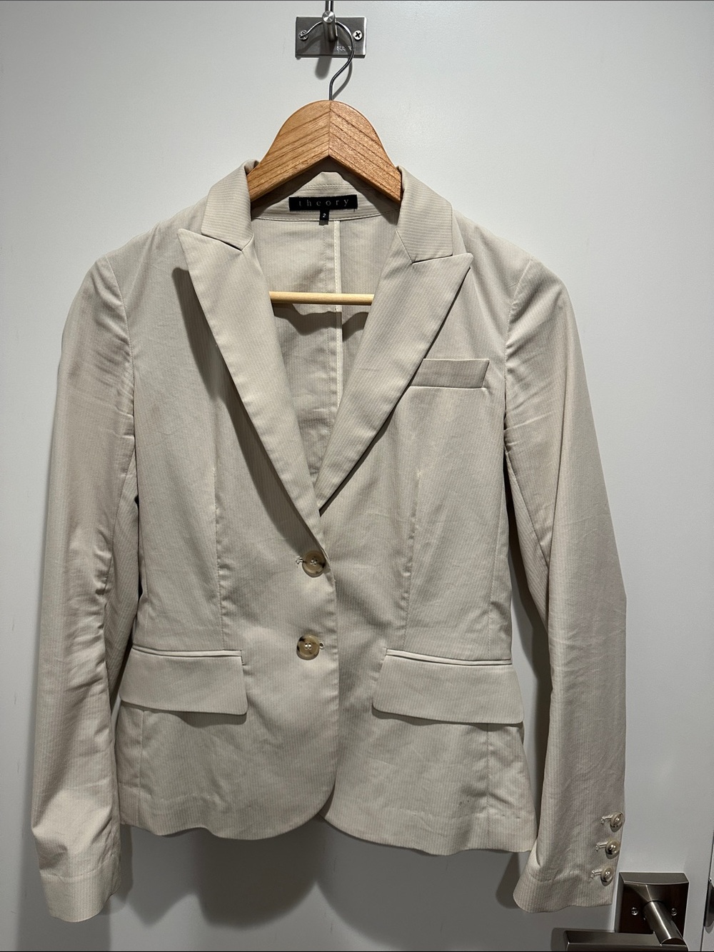 Theory Women's Light Cream Tailored Blazer